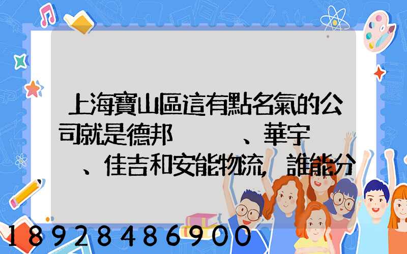 上海寶山區這有點名氣的公司就是德邦、華宇、佳吉和安能物流,誰能分析...
